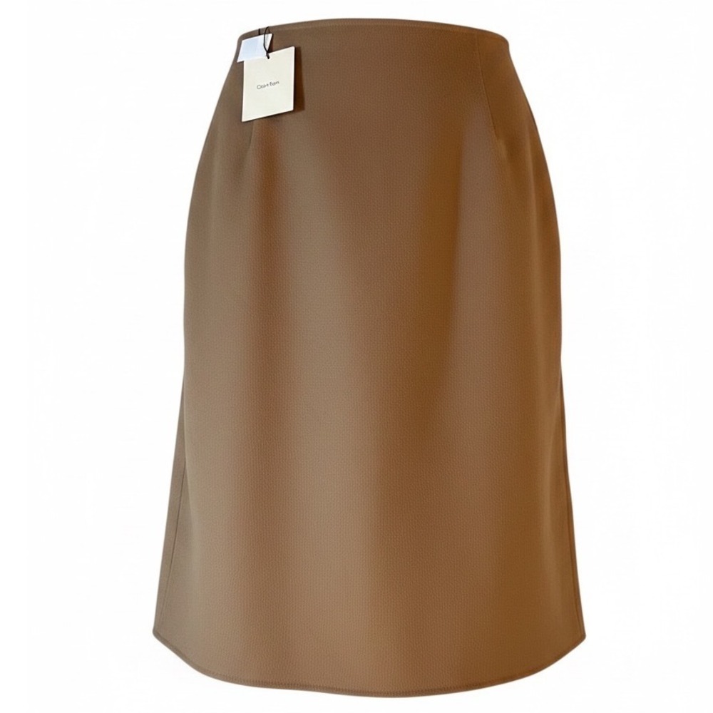 Calvin Klein Camel Wool Blend A-Line Midi Skirt Women's Size 8 NWT